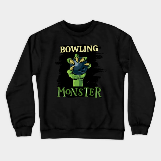 Bowling monster sport Gift for Bowling player love Bowler funny present for kids and adults Crewneck Sweatshirt by BoogieCreates